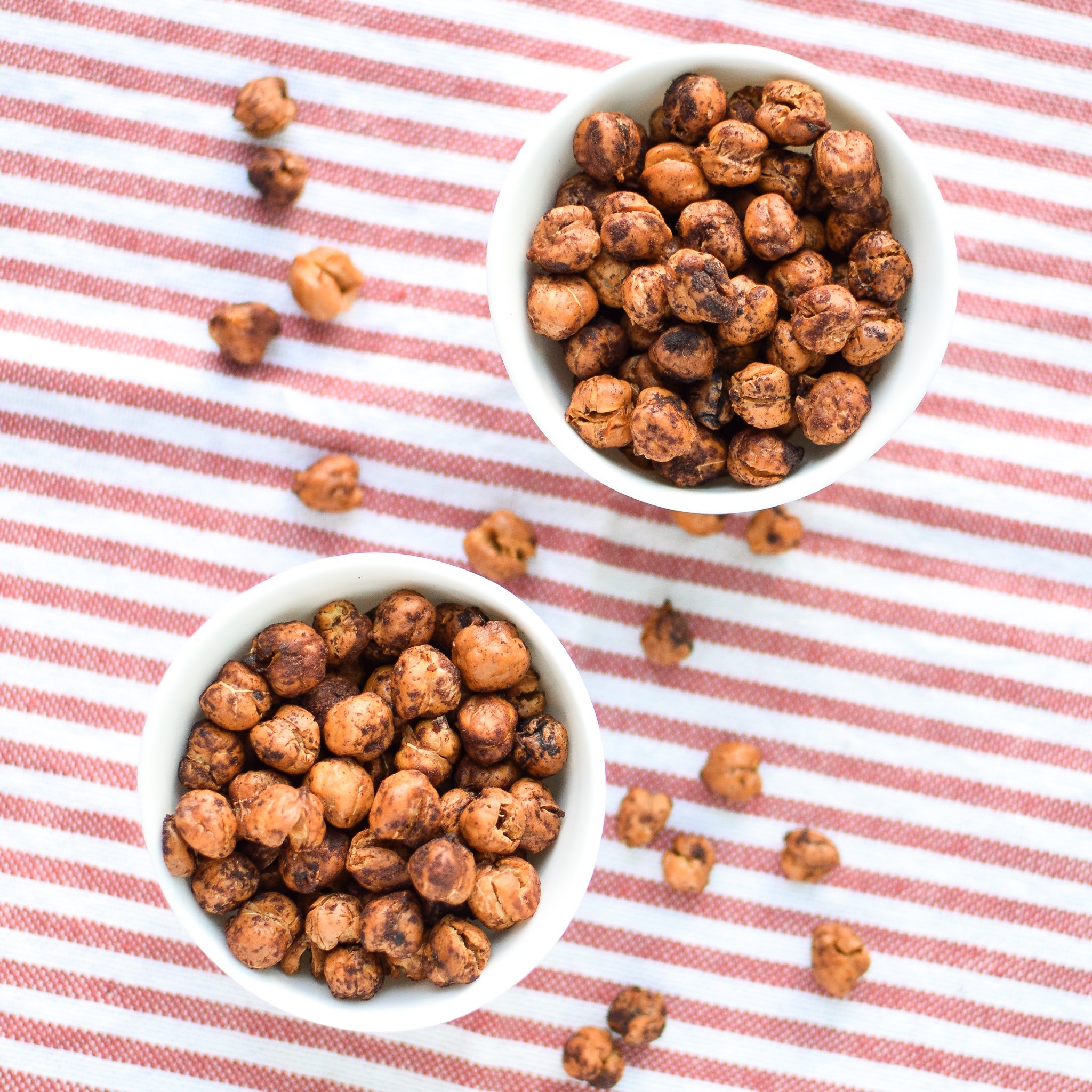 crispy cinnamon roasted chickpeas in bowls