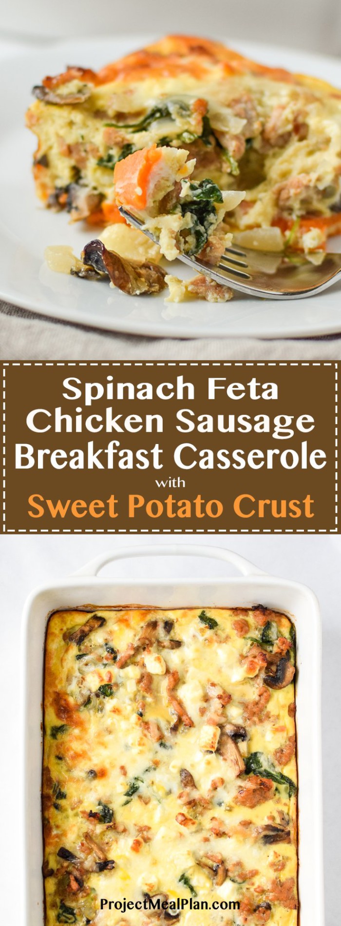 Spinach Feta Chicken Sausage Breakfast Casserole with Sweet Potato