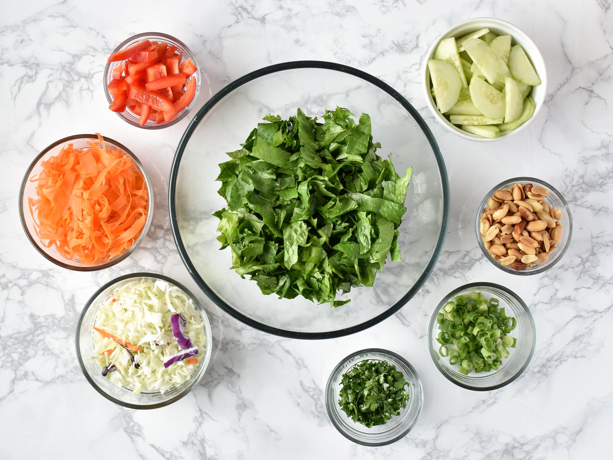 Meal Prep Chopped Thai Salad with Easy Peanut Dressing - Simple Thai-inspired chopped salad with a creamy peanut dressing recipe - Perfect for meal prep! - ProjectMealPlan.com