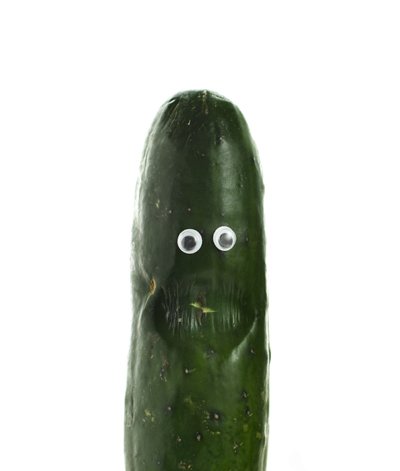A cucumber with a little imperfection and googly eyes! Imperfect Produce is the best way to reduce food waste.