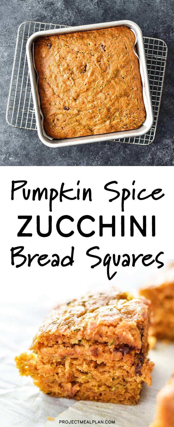 Pumpkin Spice Zucchini Bread Squares are the ultimate fall treat - zucchini bread crossed with pumpkin bars! - ProjectMealPlan.com