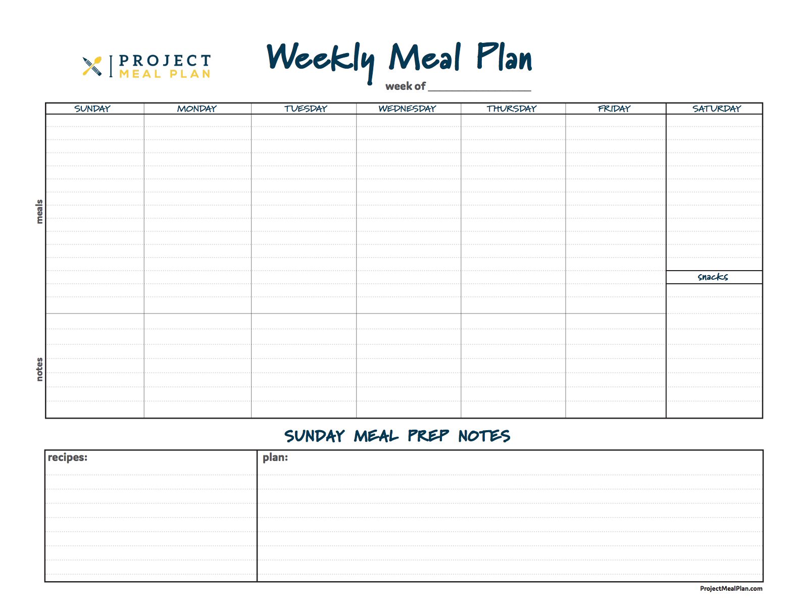 Weekly Meal Plan Download