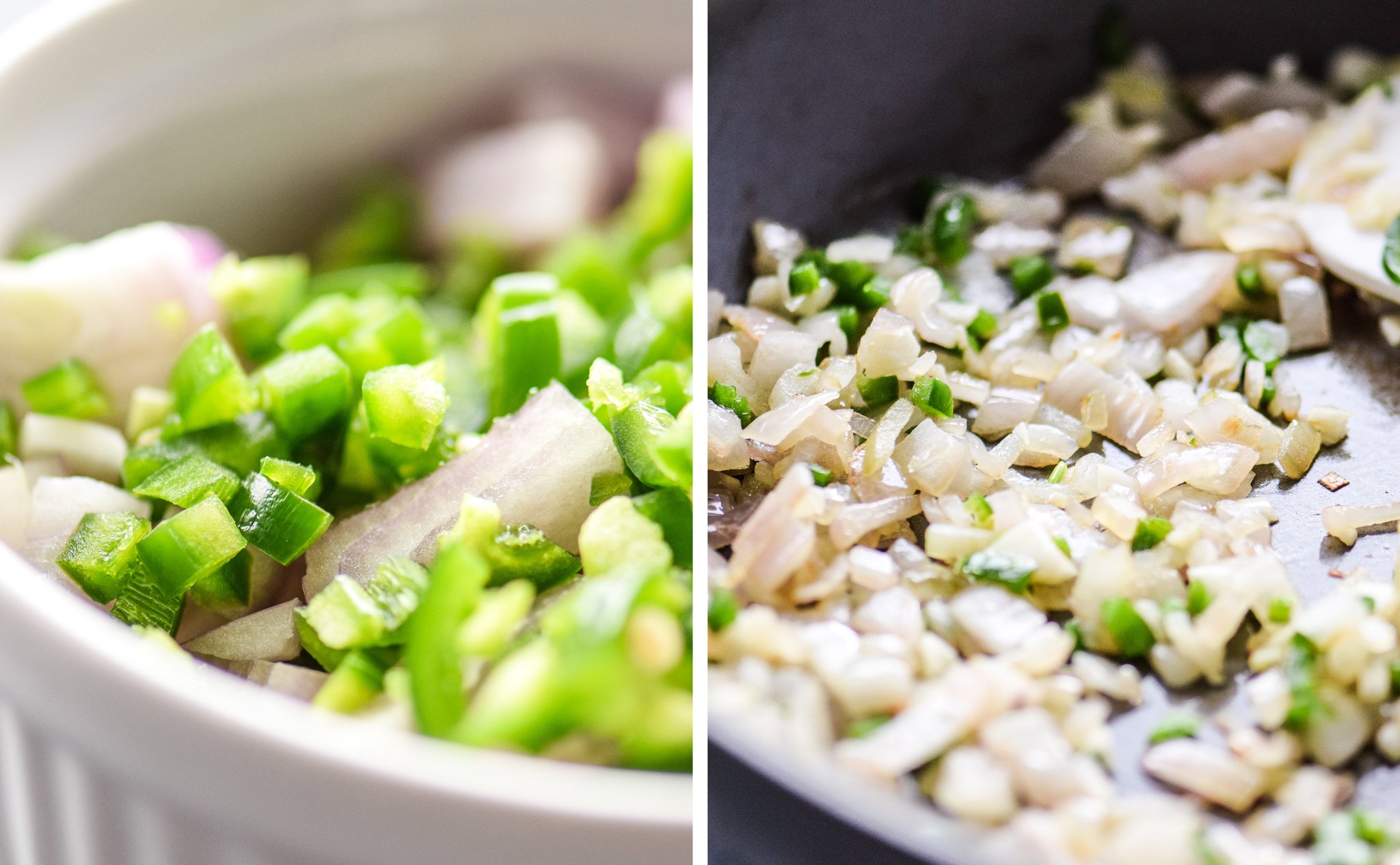 Shallots and jalapenos cut up and being cooked for the Homemade Ground Turkey Sloppy Joes.