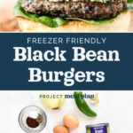 pin image for freezer friendly black bean burgers with text.