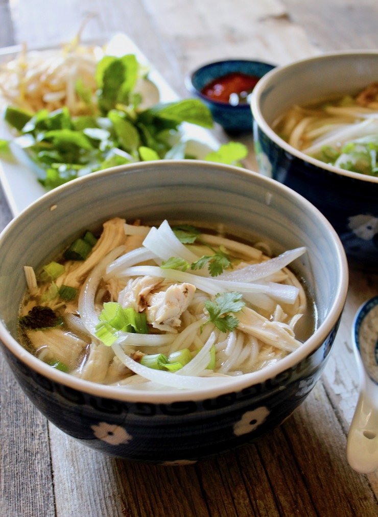 A bowl of instant pot pho ga from the hungry bluebird.