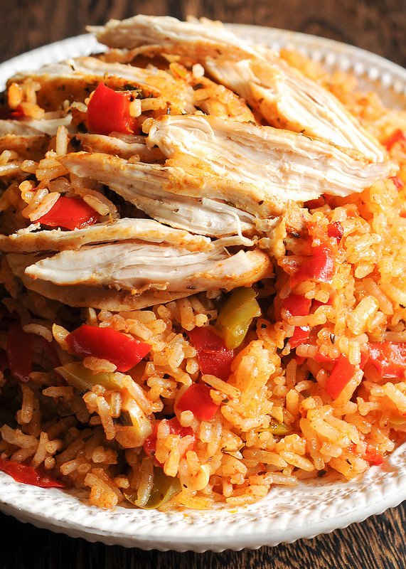 A bowl of Instant Pot Chicken and Rice from What's In the Pan