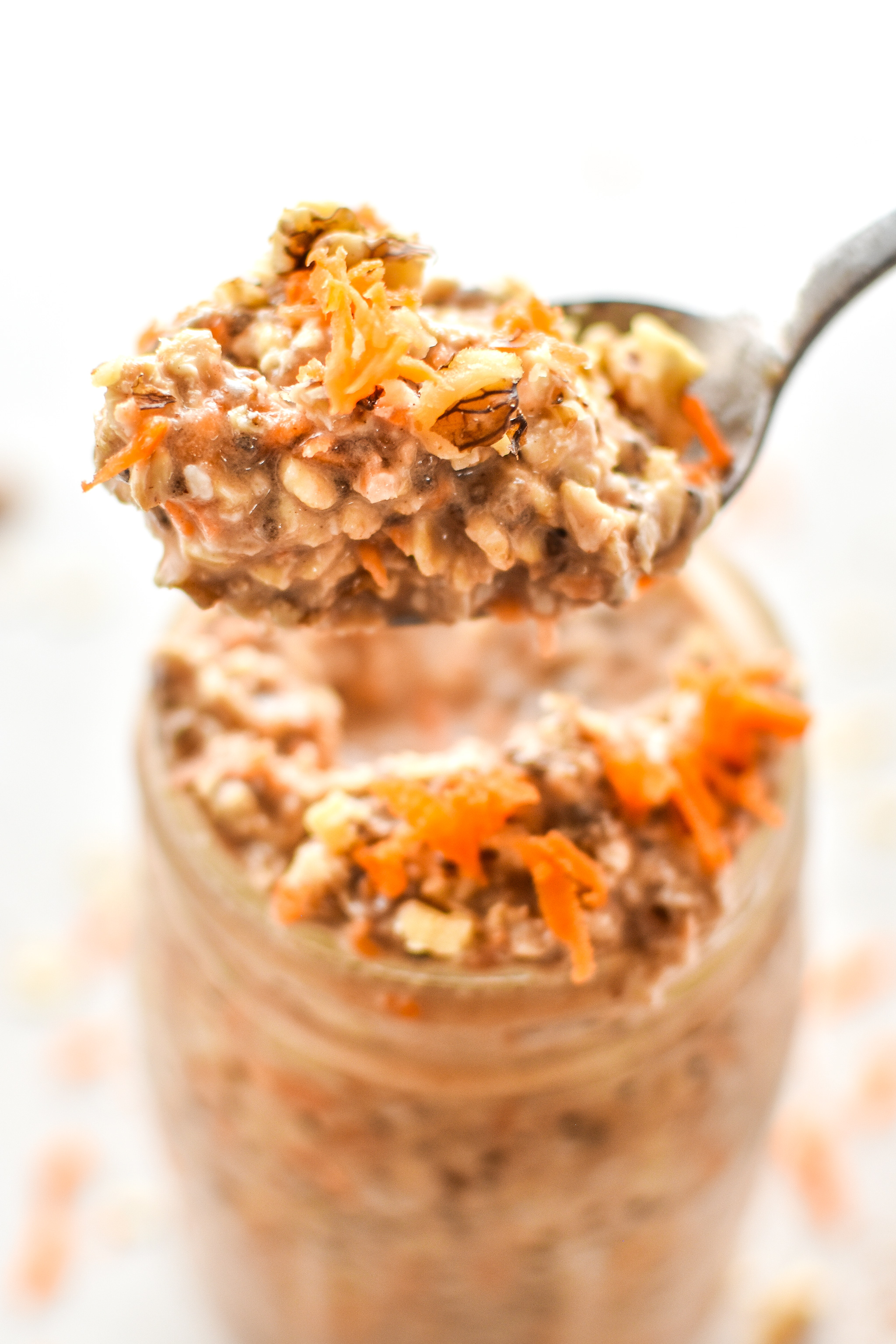 Carrot cake overnight oats freshly made.