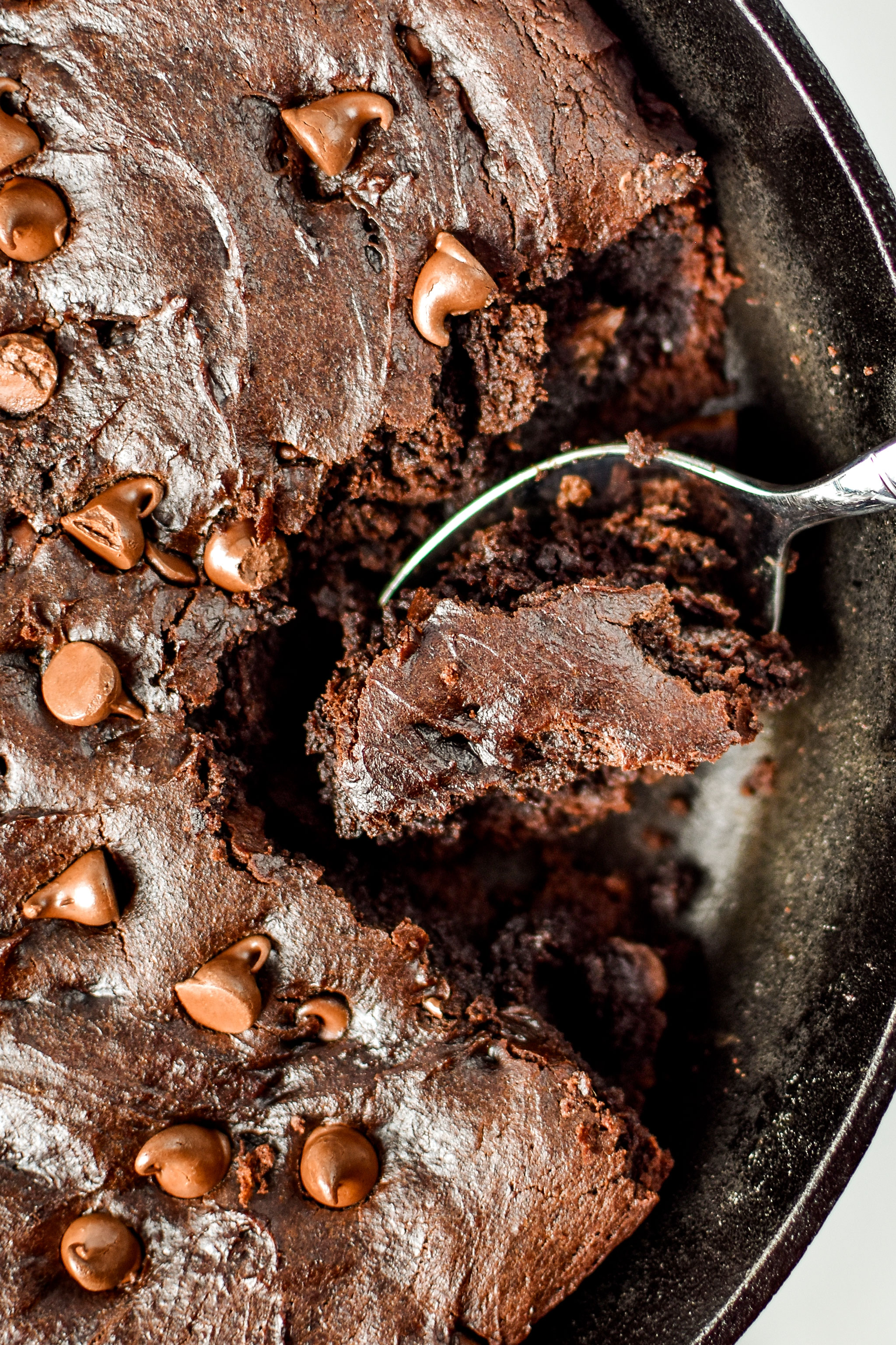Taking a bit of the sweet potato brownie skillet