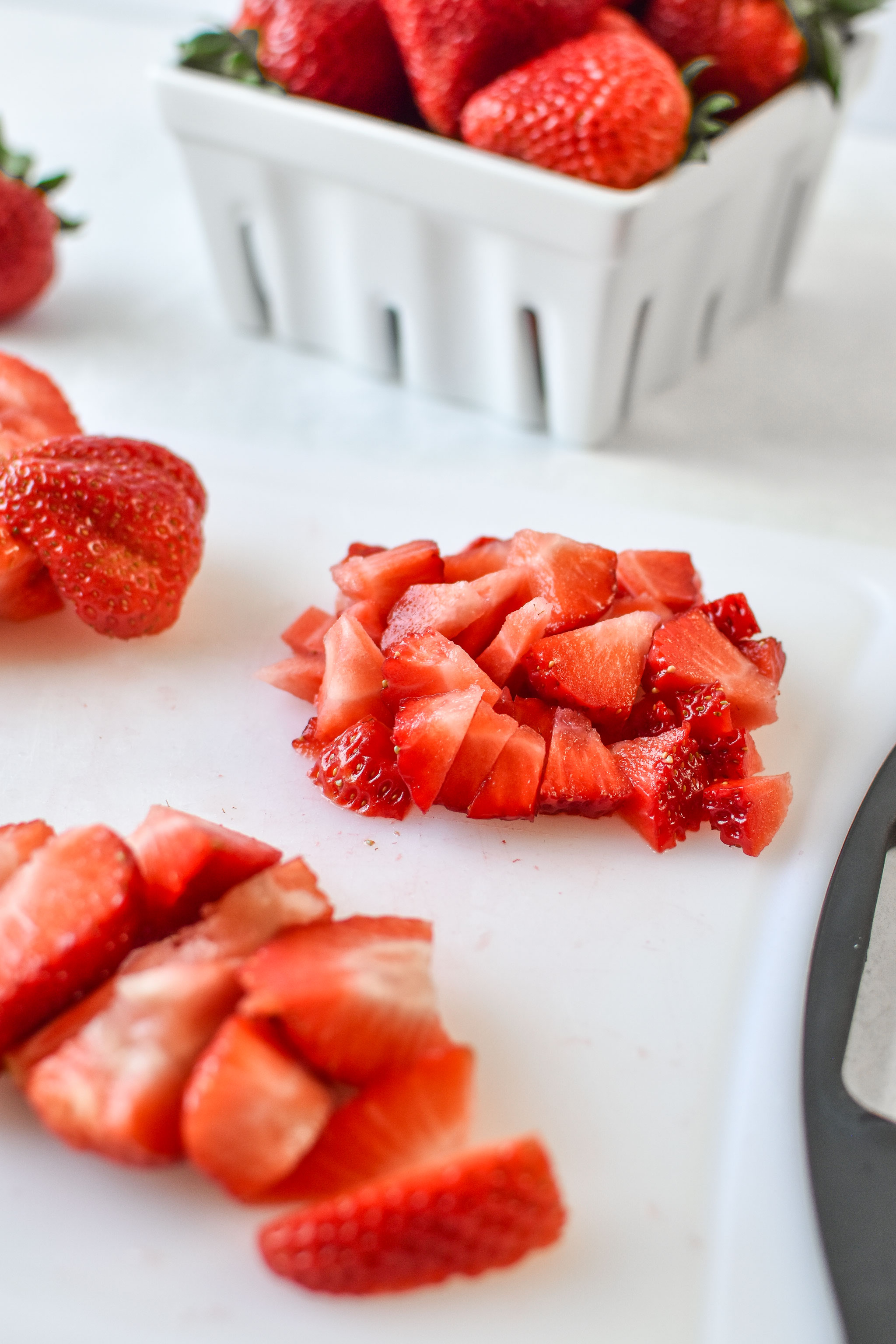 chopped strawberries for easy strawberry sauce
