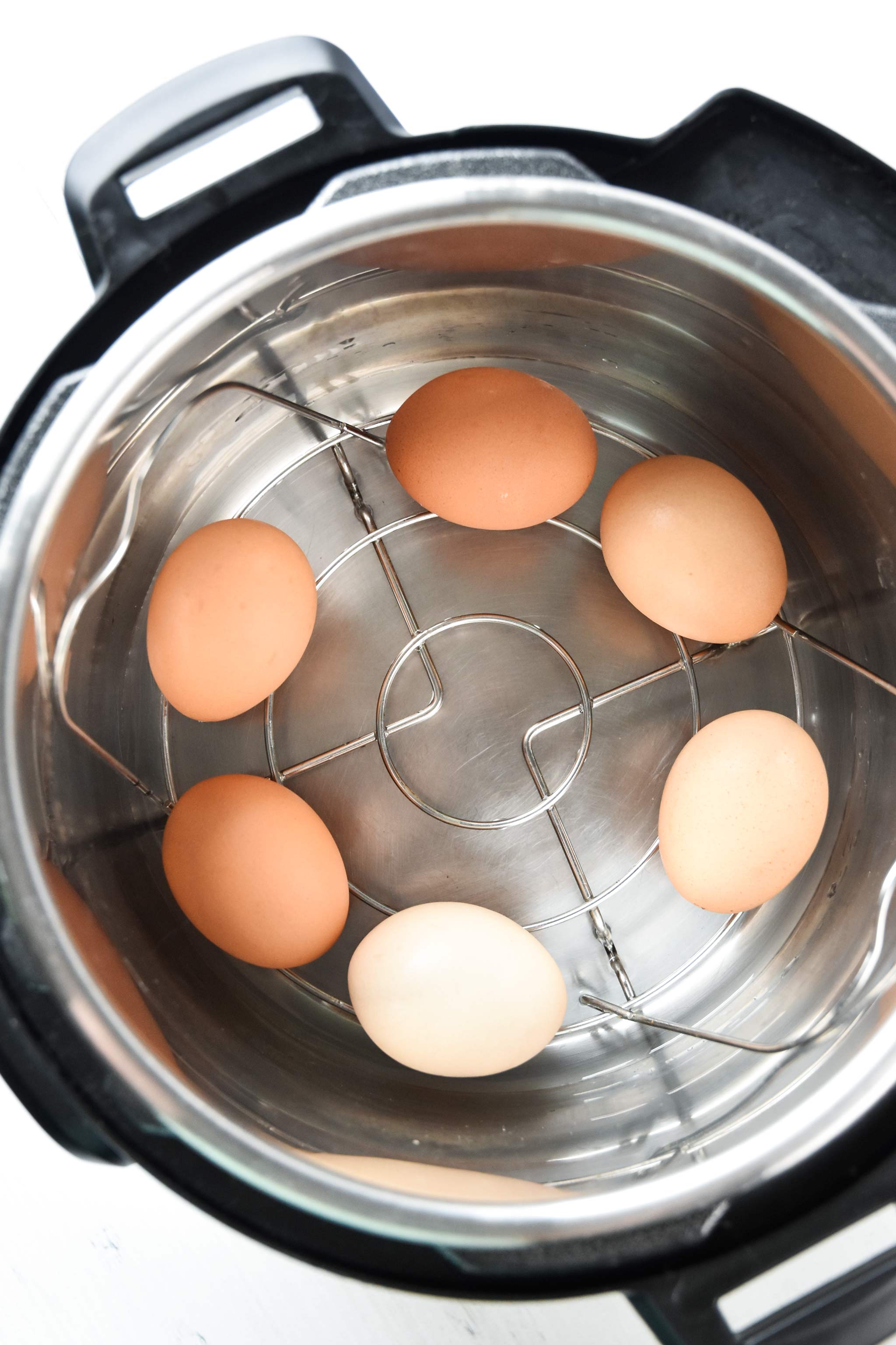 eggs about to be cooked in the instant pot for the egg salad