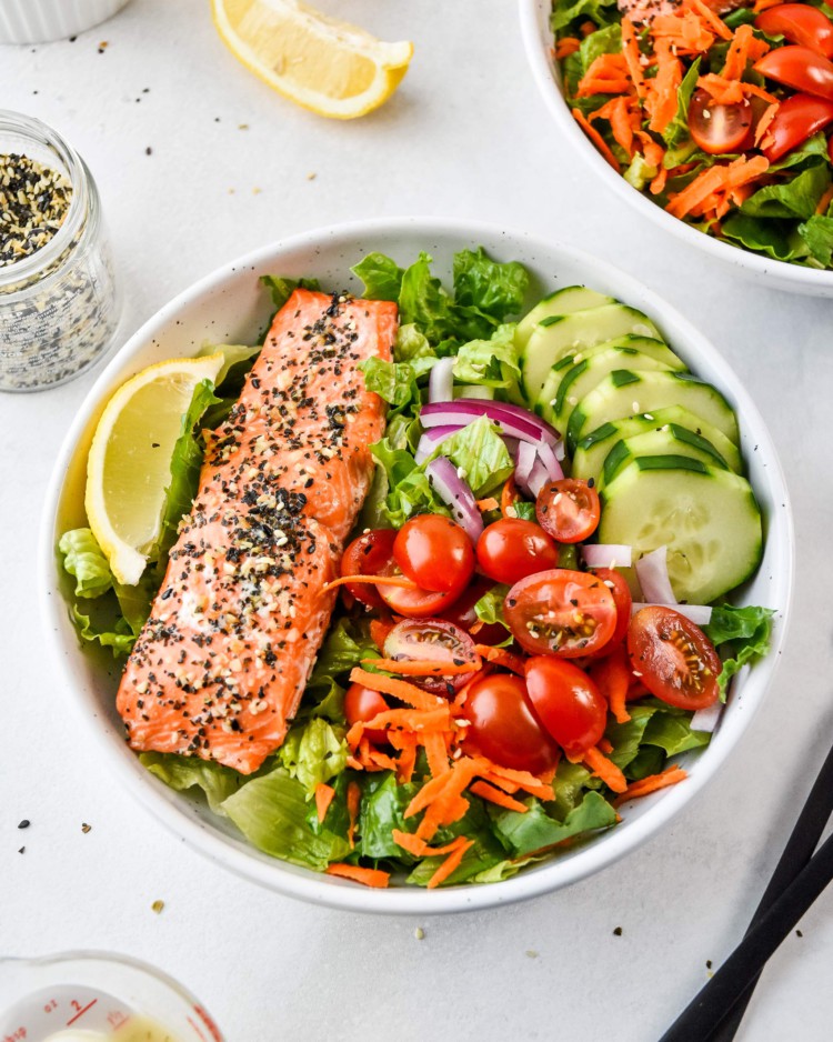 Everything Bagel Baked Salmon Salad Bowls - Project Meal Plan