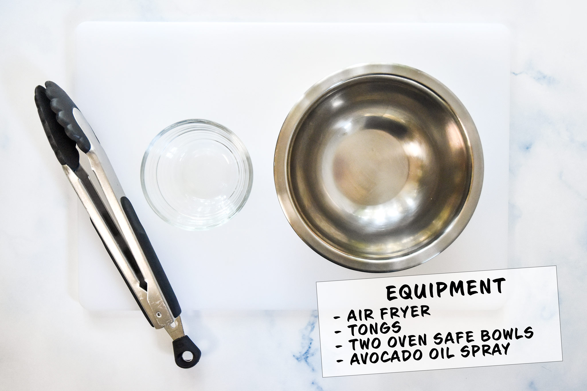equipment for making air fryer flour tortilla bowls including tongs and oven safe bowls