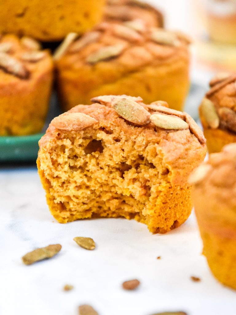 a muffin with a bite out of it.