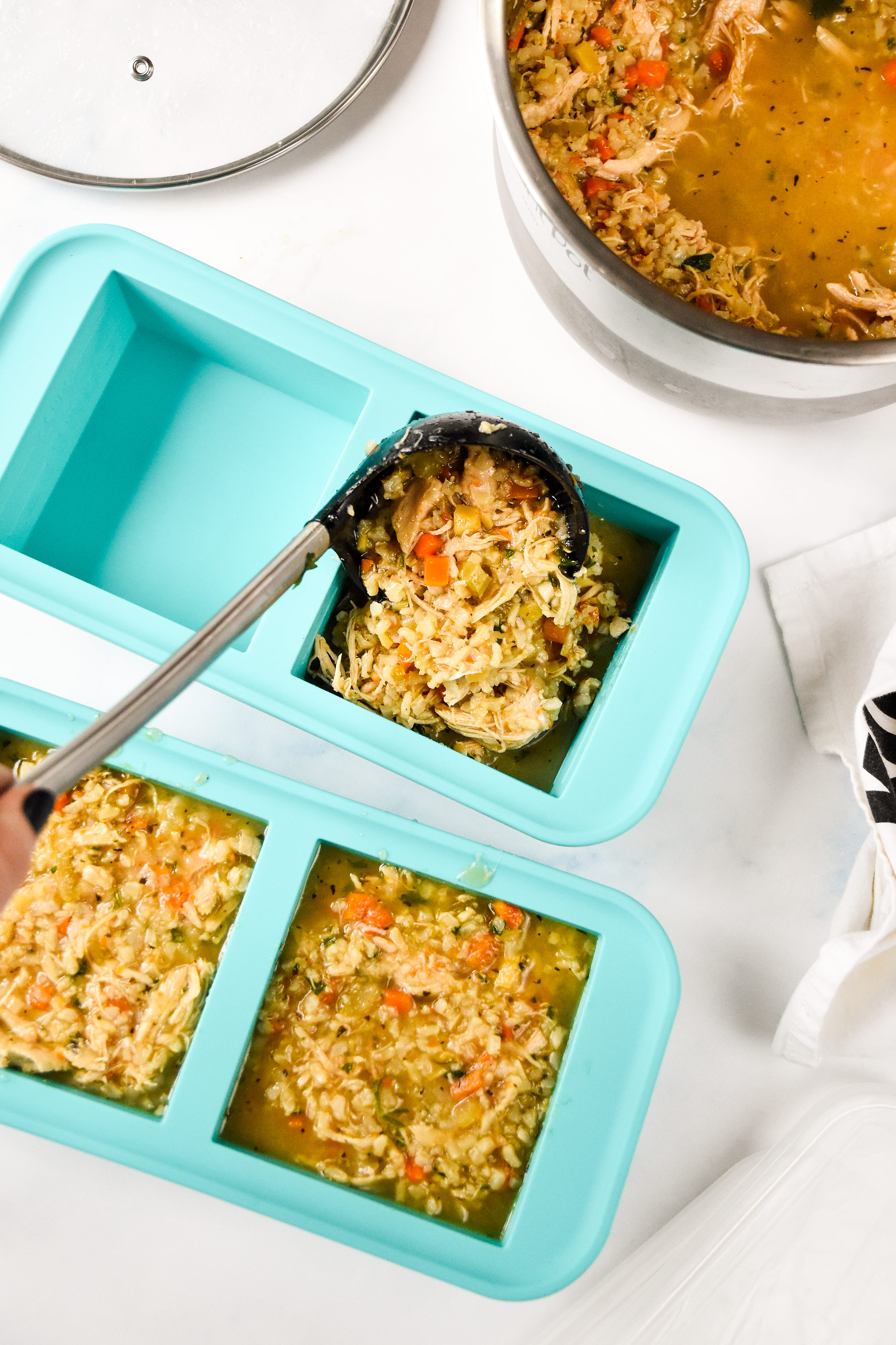 freezing the instant pot ginger chicken & rice soup in my 2 cup souper cube trays.