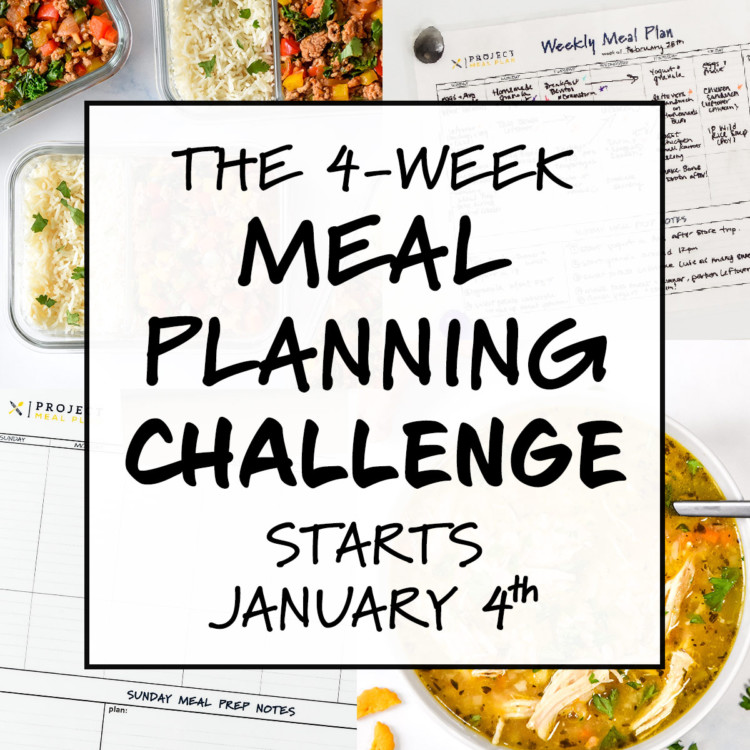 cover photo with text 4 Week Meal Planning Challenge January 2021.