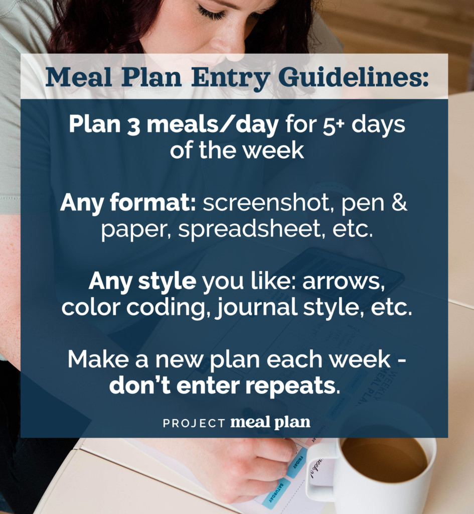 meal plan entry guidelines image with text.