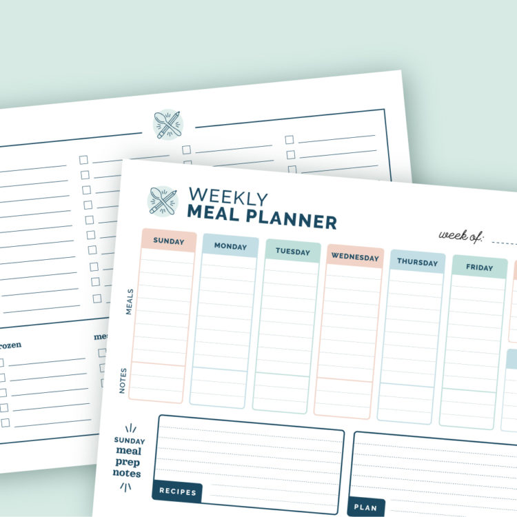 meal planning templates with green background.