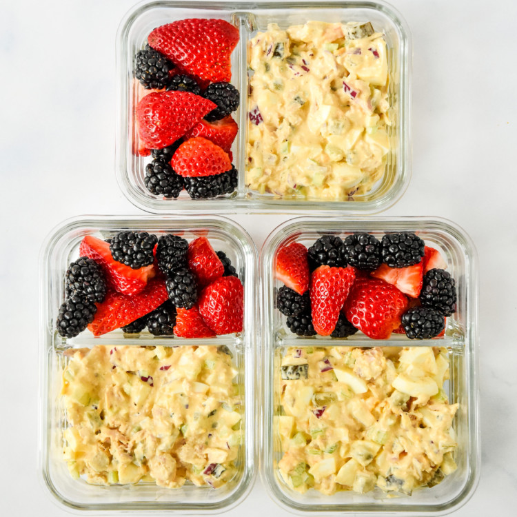 tuna egg salad meal prep in containers