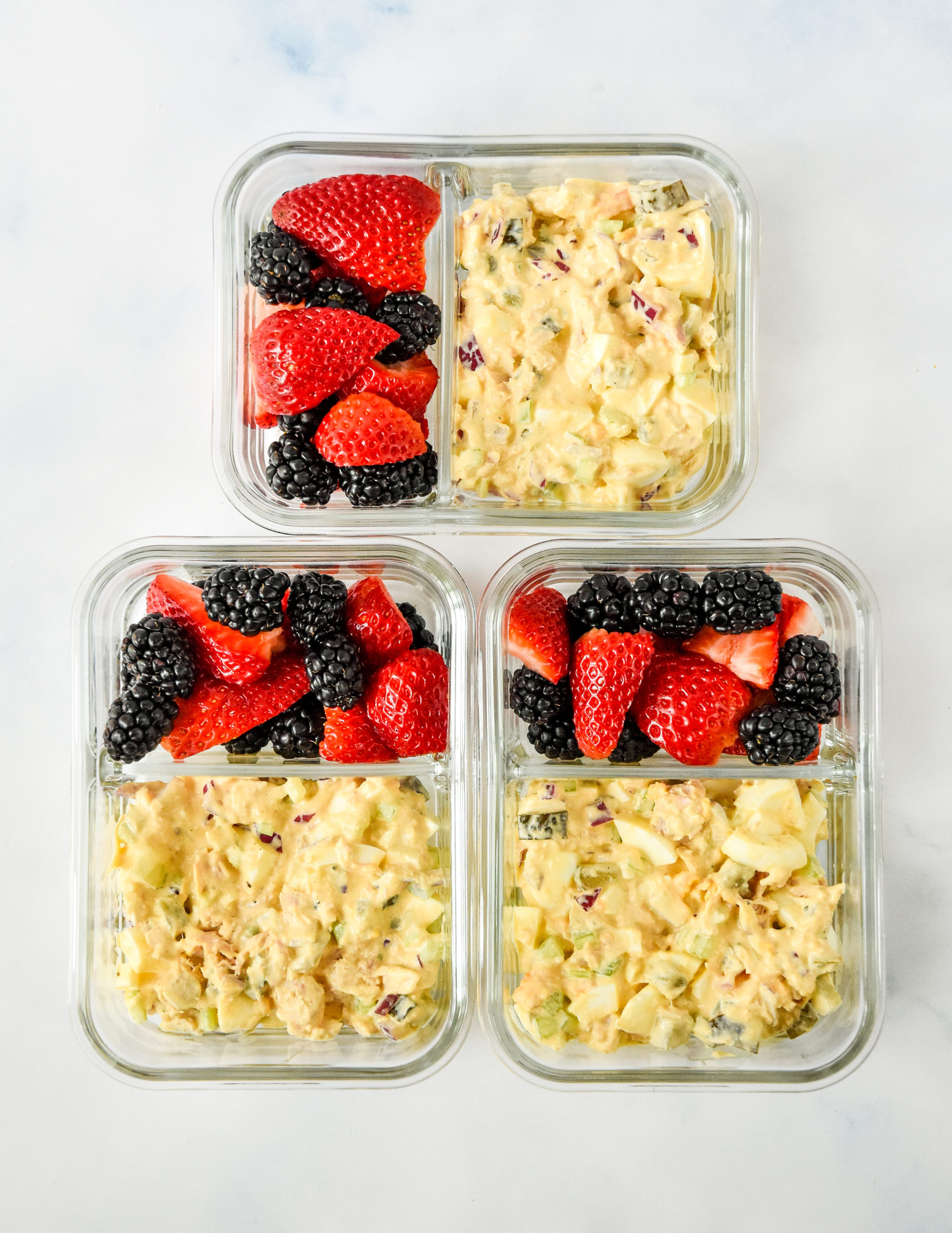 tuna egg salad meal prep in containers
