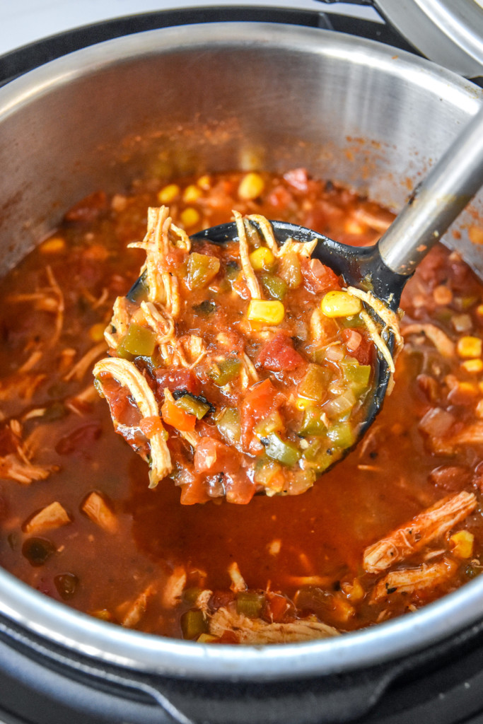 a spoonful of the instant pot no bean chicken chili.