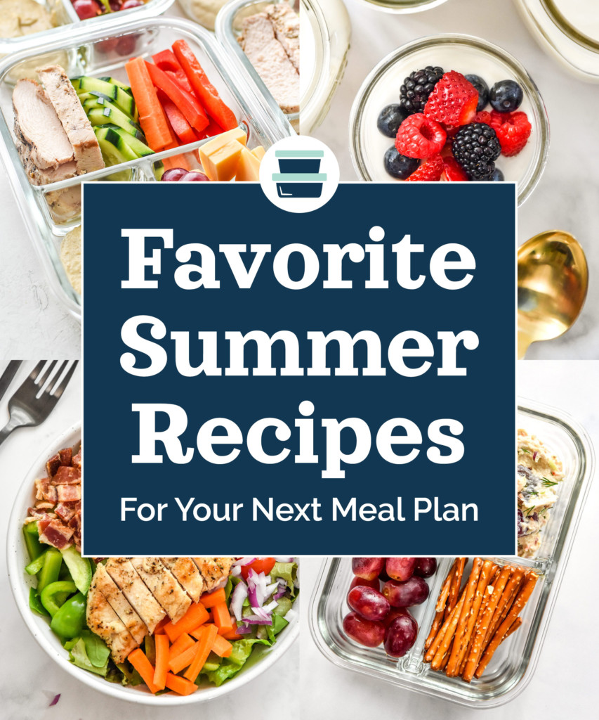 cover image with text for favorite summer recipes for your next meal plan.