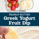 pin for peanut butter greek yogurt fruit dip.