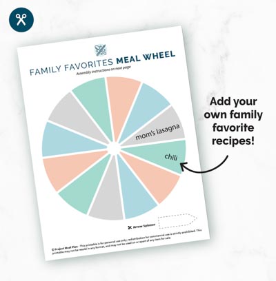 family favorites meal wheel mockup.