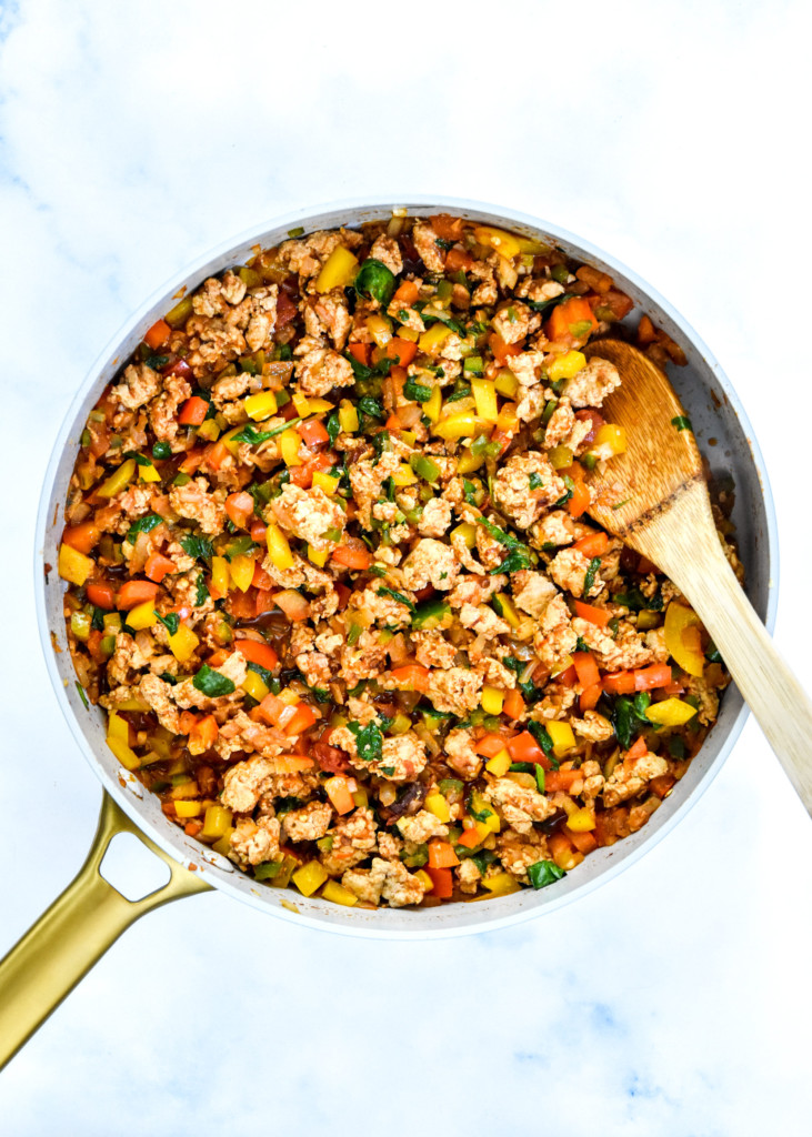 chipotle ground turkey skillet in a pan is one of the freezer friendly recipes i made before surgery.
