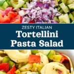 pin image with text for zesty italian tortellini pasta salad.