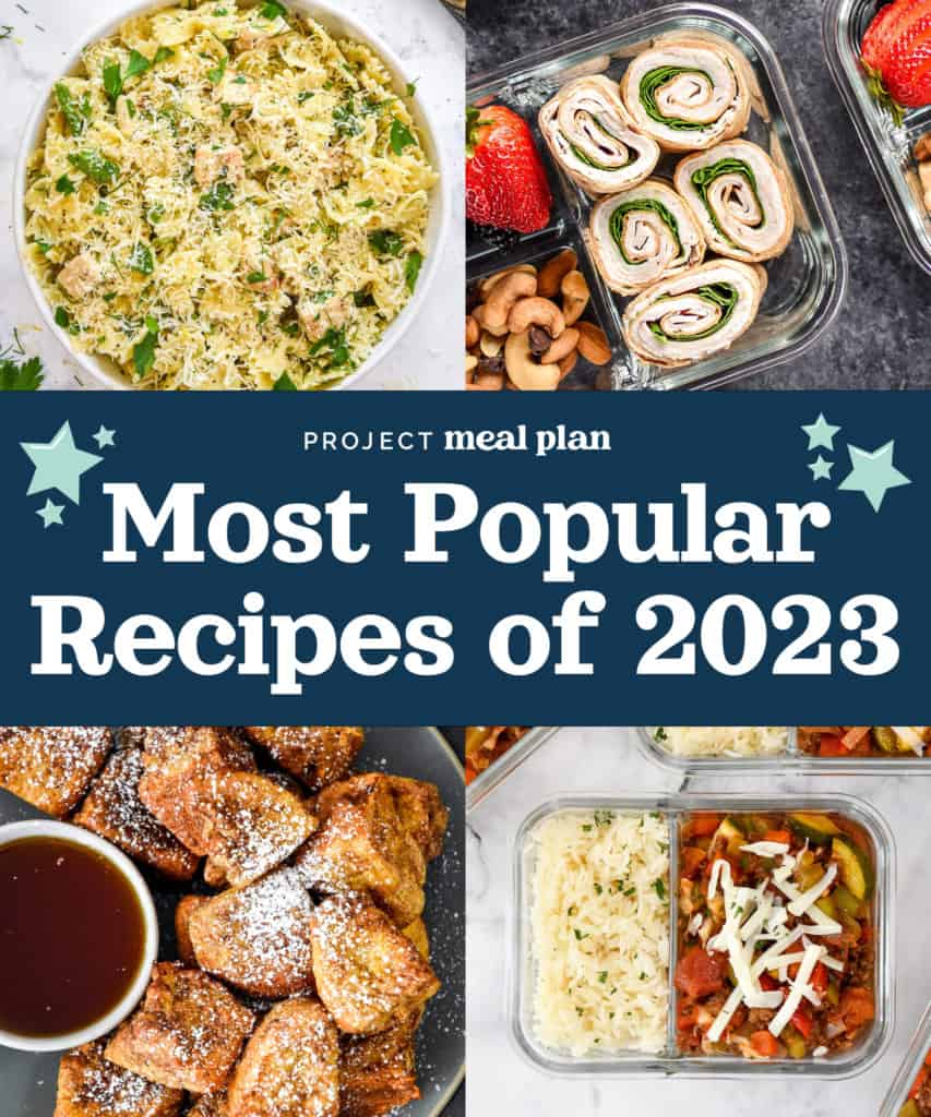 image with 4 recipes and text for most popular recipes of 2023.