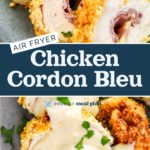 pin image for air fryer chicken cordon bleu.