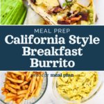 pin image with text for meal prep california style breakfast burritos.
