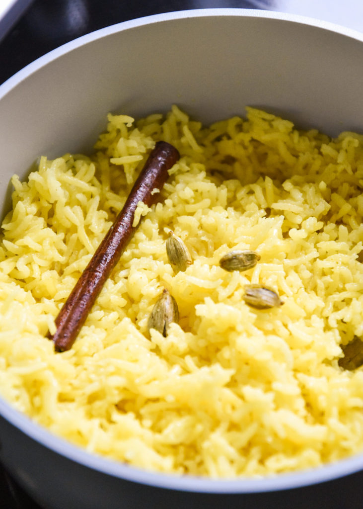 cooked turmeric rice.