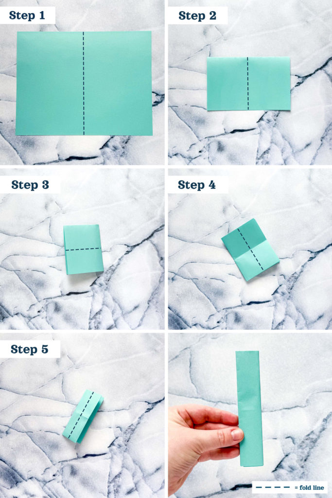 step by step guide to fold a piece of paper into a grid meal plan.