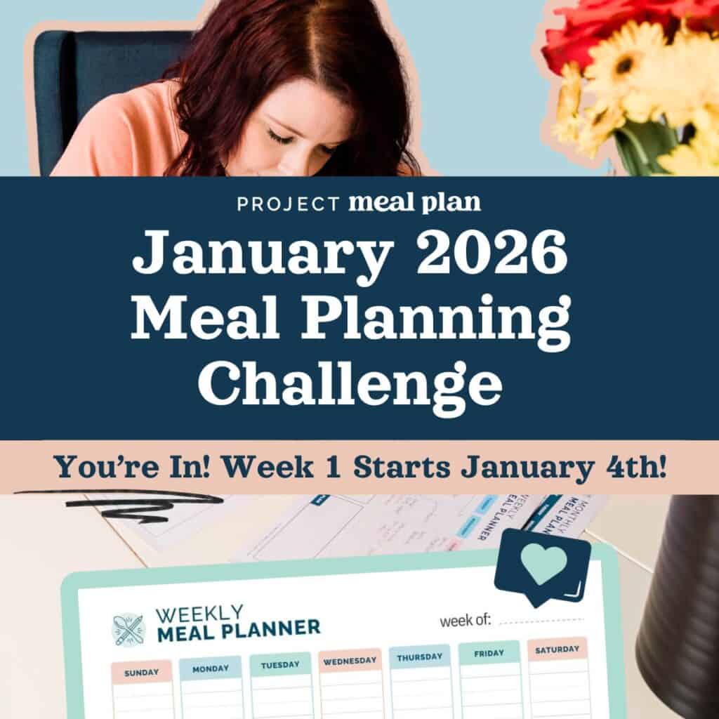 January 2026 meal planning challenge cover with text.