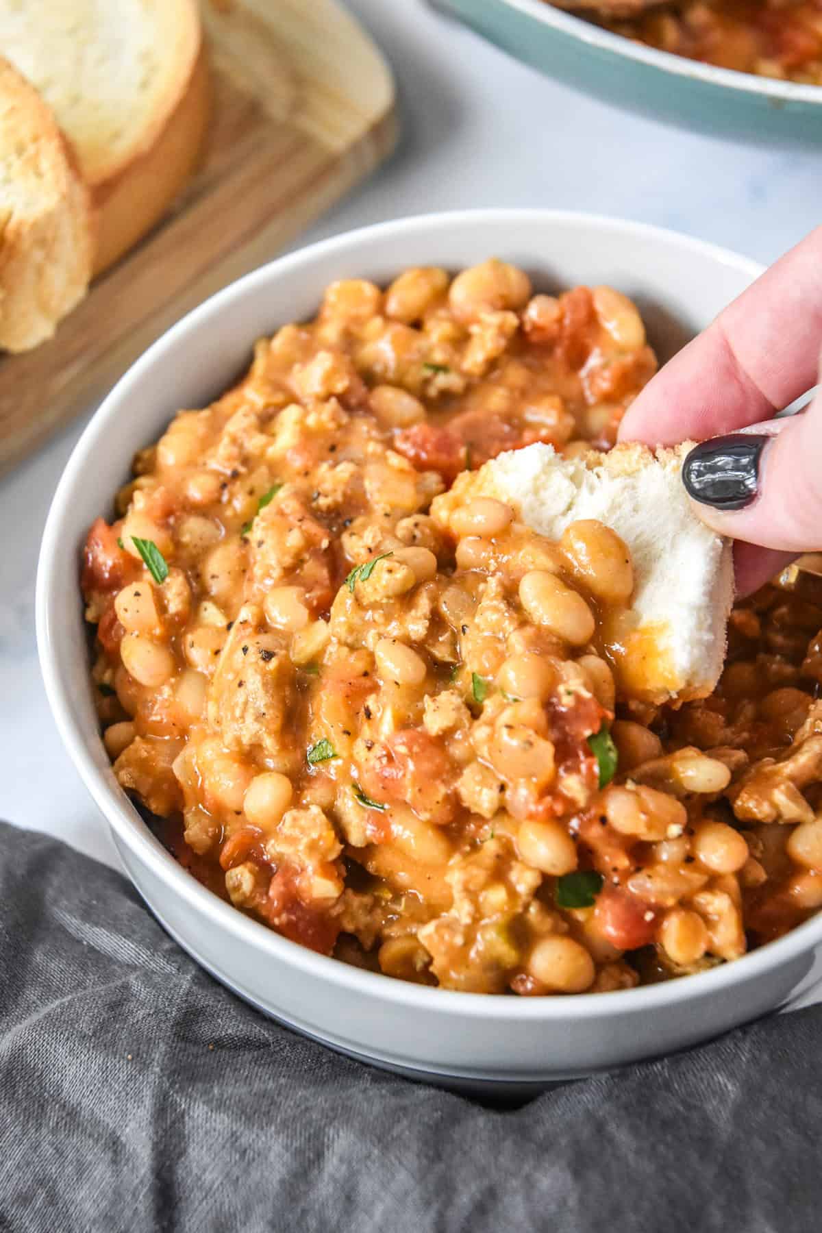 Sloppy Ground Turkey White Bean Skillet